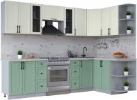 Готовая кухня Интерлиния Тренд 1.5x2.8 правая (мята/белый/бискайская сосна)