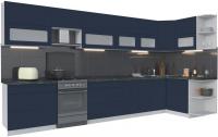 Готовая кухня Интерлиния Мила Матте 1.5x4.0 Б правая (индиго/индиго глянец/кастилло темный)
