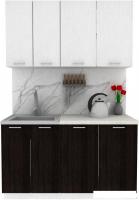 Готовая кухня ЭлиГард Lion 1.4 (белый структурный/дуб марбург/королевский опал)