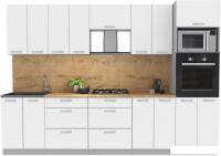 Готовая кухня Интерлиния Мила Лайт 3.0 ВТ (белый платинум/белый платинум/дуб бунратти)