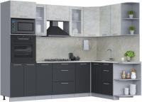 Готовая кухня Интерлиния Мила 1.68x2.6 правая (бетон лайт/антрацит/опал светлый)