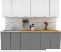 Готовая кухня ЭлиГард Lion 2.4 (белый структурный/дымчатый алмаз/дуб бунратти)