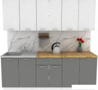 Готовая кухня ЭлиГард Lion 2.2 (белый структурный/дымчатый алмаз/дуб бунратти)