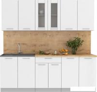 Готовая кухня Интерлиния Мила 22 (белый платинум/белый платинум глянец/дуб бунратти)