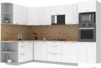 Готовая кухня Интерлиния Мила Лайт 1.68x3.0 левая (белый платинум/белый платинум/дуб бунратти)