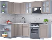 Готовая кухня Интерлиния Мила Шато 1.5x2.5 левая (луна/луна/бискайская сосна)