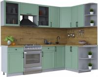 Готовая кухня Интерлиния Тренд 1.5x2.6 правая (мята/мята/дуб бунратти)