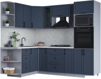 Готовая кухня Интерлиния Тренд 1.68x2.4 ВТ левая (индиго/индиго/опал светлый)