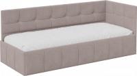 Кровать-тахта Трия Грей c мягкой обивкой с ПМ 80x200 (велюр Galaxy серо-бежевый)