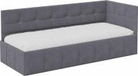 Кровать-тахта Трия Грей c мягкой обивкой с ПМ 80x200 (велюр Galaxy серый)