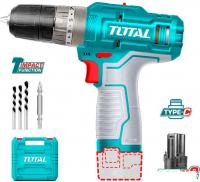 Ударная дрель-шуруповерт Total TIDLI12202 (с 2-мя АКБ, кейс, набор оснастки, без ЗУ)