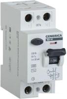 Устройство защитного отключения Generica ВД1-63 2Р 25А 30мА MDV15-2-025-030