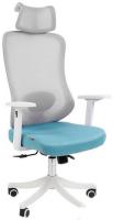 Кресло CHAIRMAN CH563 (ткань/сетка, белый/бирюзовый)