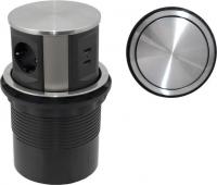 Блок розеток AKS Nova Tor USB выдвижной (3 розетки, сталь)