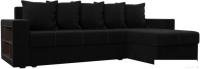 Угловой диван Лига диванов Дубай лайт правый 114170 (микровельвет черный)