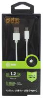 Кабель CACTUS USB Type-A - USB Type-C CS-USB.A.USB.C-1.2 (1.2 м, белый)