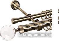 Карниз для штор АС ФОРОС Grace D16K/16Г + наконечники Кристалл (3м, антик)