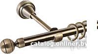 Карниз для штор АС ФОРОС Grace D16Г + наконечники Шар рифленый (2м, антик)