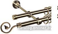 Карниз для штор АС ФОРОС Grace D16Г/16Г составной + наконечники Завиток одинарный (3м, антик)