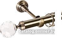 Карниз для штор АС ФОРОС Grace D25Г + наконечники Кристалл (1.6м, антик)