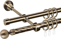 Карниз для штор АС ФОРОС Grace D16K/16Г + заглушка Шар малый (3м, антик)