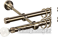 Карниз для штор АС ФОРОС Grace D16K/16Г составной + наконечники Кристалл (3.2м, антик)
