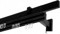Карниз для штор Lm Decor Флэт Лайн Кросс тройной (черный матовый, 1.6м)