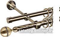 Карниз для штор АС ФОРОС Grace D16K/16Г + наконечники Кортеза (1.8м, антик)