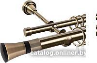 Карниз для штор АС ФОРОС Grace D25Г/16Г + наконечники Люксор черный (1.6м, антик)