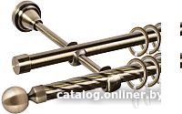Карниз для штор АС ФОРОС Grace D16K/16Г + заглушка Шар малый (1.4м, антик)