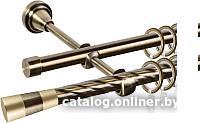 Карниз для штор АС ФОРОС Grace D16К/16Г + наконечники Конус золото (1.8м, антик)