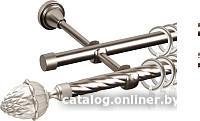 Карниз для штор АС ФОРОС Grace D16K/16Г + наконечники Шишка (2м, сатин)