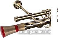 Карниз для штор АС ФОРОС Grace D25К/16Г + наконечники Люксор красный (1.8м, антик)