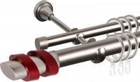 Карниз для штор АС ФОРОС Grace D25Г/16Г + наконечники Вена сатин/красный (1.8м, сатин)