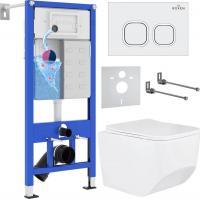 Унитаз подвесной Roxen Boro в комплекте с инсталляцией StounFix Slim 6 в 1 540025 (кнопка: белый гля