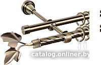 Карниз для штор АС ФОРОС Grace D16K/16Г составной + наконечники Лист ветка (2.8м, антик)