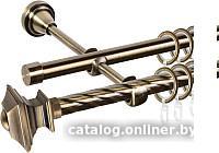 Карниз для штор АС ФОРОС Grace D16K/16Г + наконечники Верди (1.8м, антик)