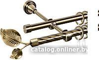Карниз для штор АС ФОРОС Grace D16K/16Г составной + наконечники Лист большой (2.8м, антик)