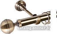 Карниз для штор АС ФОРОС Grace D25Г + наконечники Шар большой (1.4м, антик)