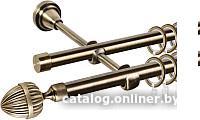Карниз для штор АС ФОРОС Grace D16Г/16Г + наконечники Милано (3м, антик)