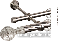 Карниз для штор АС ФОРОС Grace D25К/16Г + наконечники Ампир (2.4м, сатин)