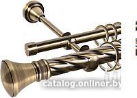Карниз для штор АС ФОРОС Grace D25К/16Г + наконечники Колокол (1.4м, антик)