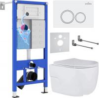 Унитаз подвесной Roxen Porto One Rimless 6 в 1 StounFix Slim 505547 (кнопка: белый глянец)