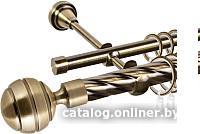 Карниз для штор АС ФОРОС Grace D25К/16Г + наконечники Триест (2м, антик)