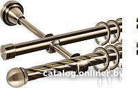 Карниз для штор АС ФОРОС Grace D16K/16Г + наконечники Сфера (2м, антик)