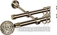 Карниз для штор АС ФОРОС Grace D16Г/16Г составной + наконечники Метеор (3.2м, антик)
