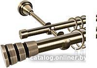 Карниз для штор АС ФОРОС Grace D25Г/16Г + наконечники Пегас черный (1.4м, антик)