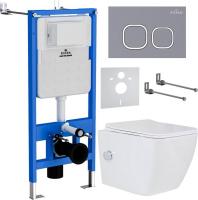 Унитаз подвесной Roxen Cube bidet в комплекте с инсталляцией StounFix Slim 6 в 1 966426 (кнопка: сер