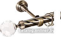 Карниз для штор АС ФОРОС Grace D25К + наконечники Кристалл (1.8м, антик)
