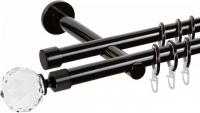Карниз для штор АС ФОРОС Dance D19Г/19Г + наконечники Кристалл (3м, черный)